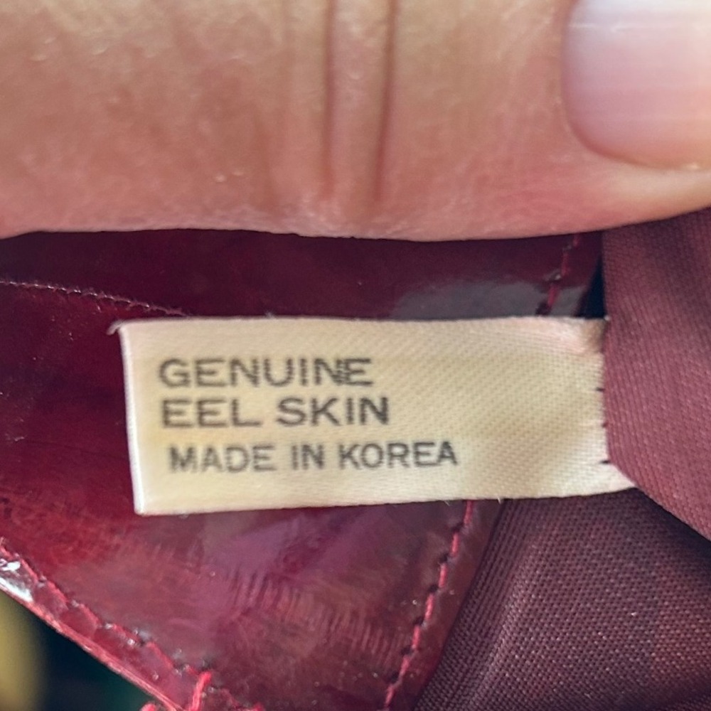 Vintage‎ Lee Sands Pink/ Red/ Burgandy  Eel Skin Leather Shoulder Bag Unique - Picture 15 of 15